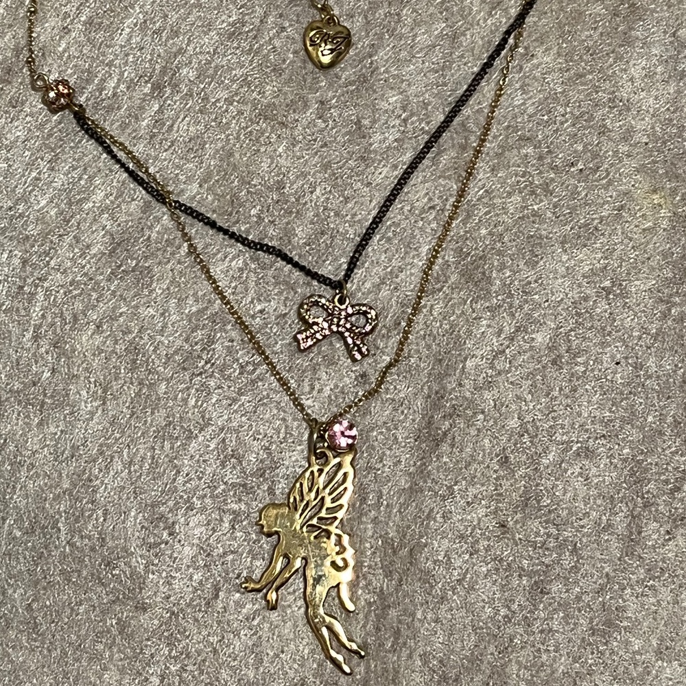 Vintage Signed Betsey Johnson Fairy Necklace